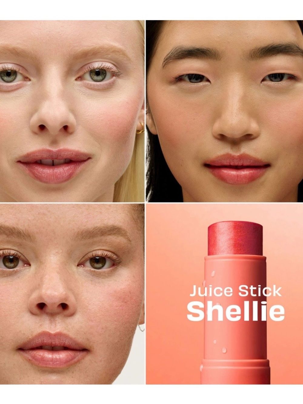 Benefit Peach-Coral Cream Blush Stick in Coral Pink and Yellow Packaging